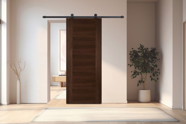 Top Mounted Black Sliding Track & Door – Walnut Aspect